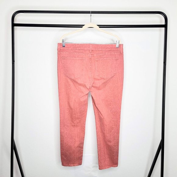 NYDJ Sheri Python Print Coral Pink/Orange Made in USA Slim Fit Ankle Jeans - Picture 8 of 10